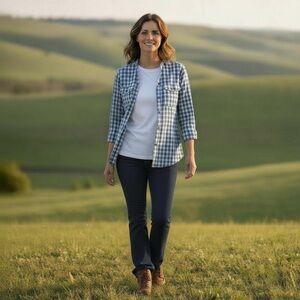 Filson’s Kadin Island blue and cream checked Button Down Shirt size M